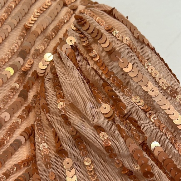 MAC DUGGAL Sequin Surplice Tulle Gown - Apricot $598 MSRP new w tags full length - Picture 8 of 13